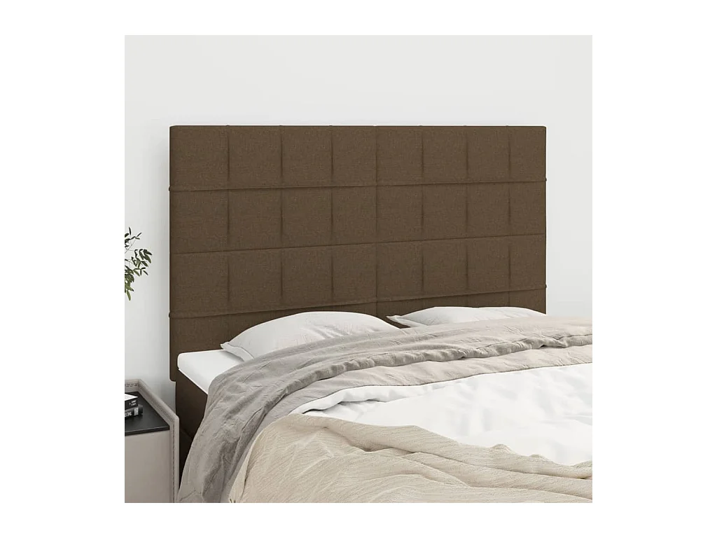 Têtes de lit | Panneaux de tête pour lit Moderne 4 pcs Marron foncé 72x5x78/88 cm Tissu