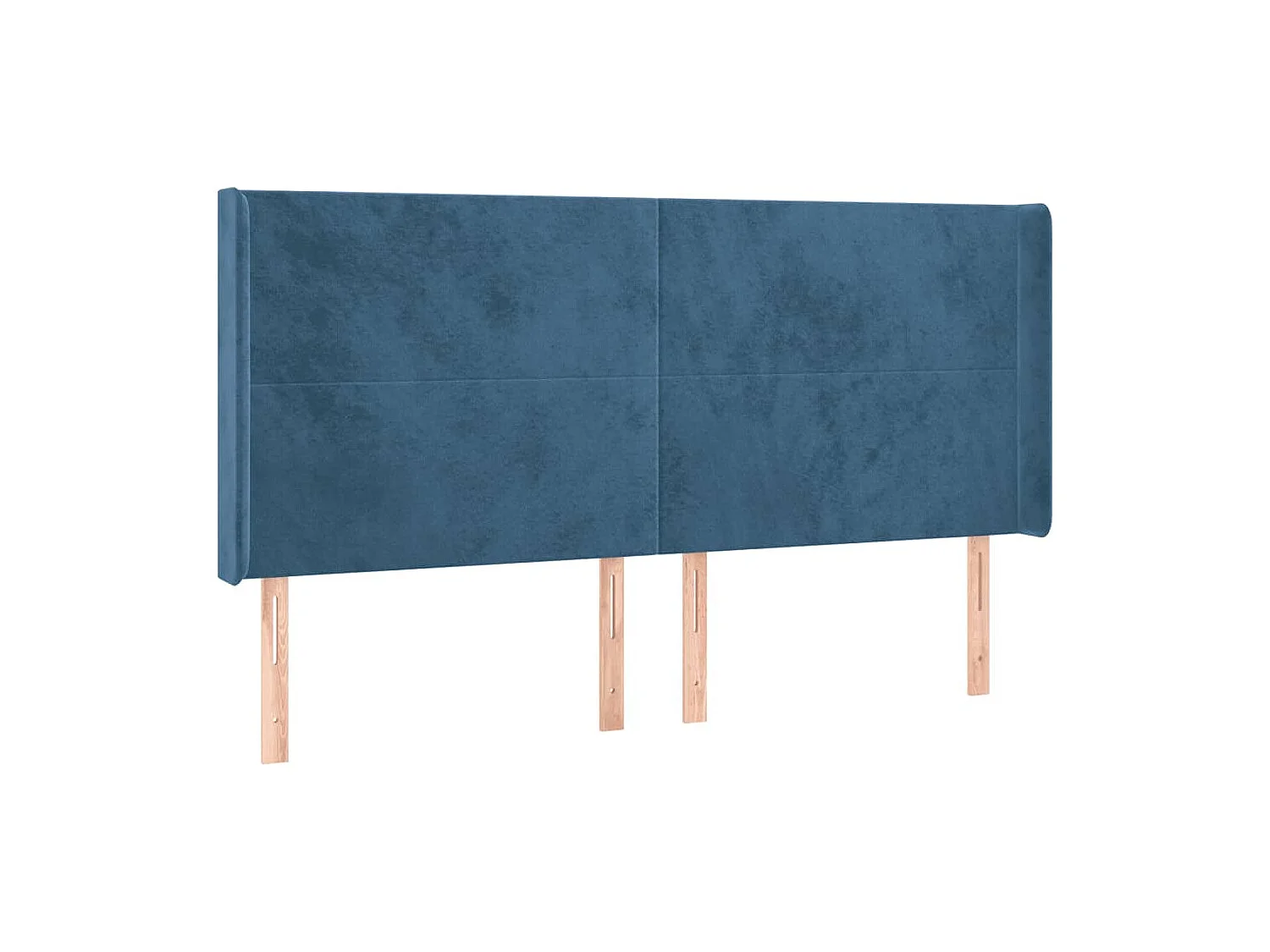 Cabecero | Cabezal de Cama | Mueble cabecero con LED de terciopelo azul oscuro 183x16x118/128 cm