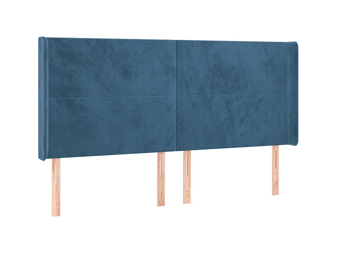 Cabecero | Cabezal de Cama | Mueble cabecero con LED de terciopelo azul oscuro 183x16x118/128 cm