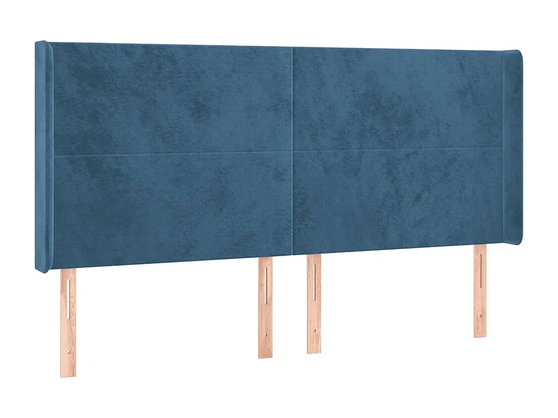 Tête de Lit | Panneau de tête pour lit Moderne à LED Bleu foncé 183x16x118/128 cm Velours