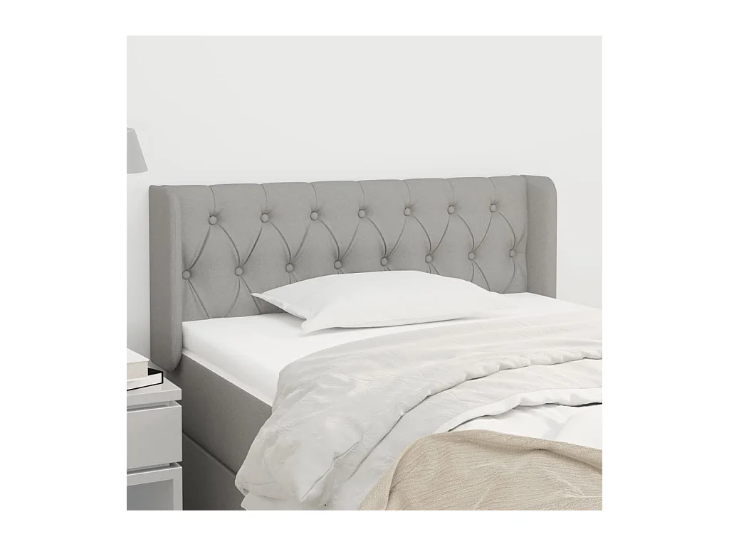 Mueble cabecero | Cabezal de cama | Cabecero de tela gris claro 93x16x78/88 cm