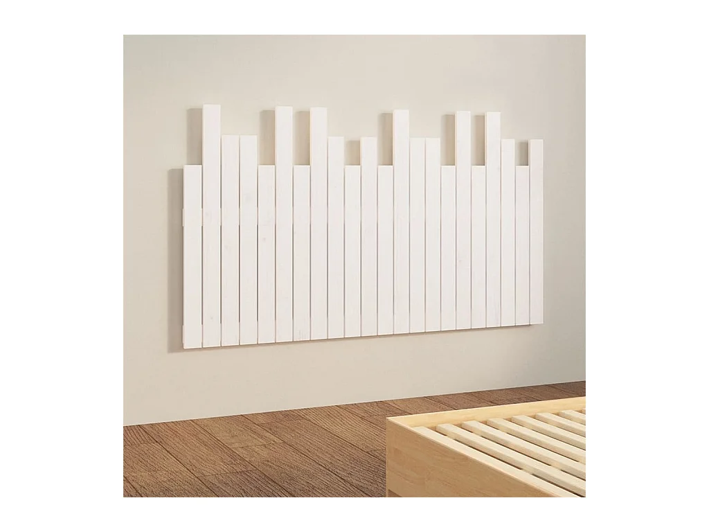 Cabecero de Cama | Cabezal de cama | Mueble de cabecero de pared madera maciza pino blanco 140x3x80 cm