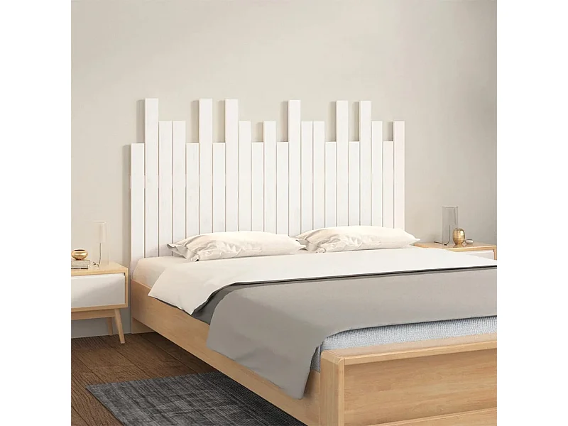 Cabecero de Cama | Cabezal de cama | Mueble de cabecero de pared madera maciza pino blanco 140x3x80 cm