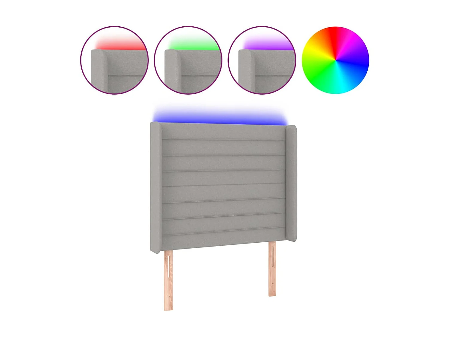 Tête de Lit | Panneau de tête pour lit Moderne à LED Gris clair 103x16x118/128 cm Tissu