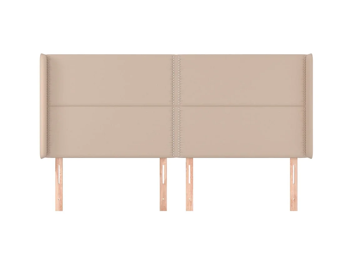 Cabecero | Cabezal de Cama | Mueble cabecero con orejas cuero sintético capuchino 183x16x118/128 cm