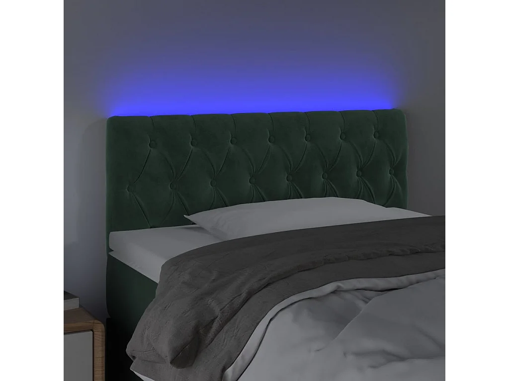 Hoofdbord | Hoofdeinde LED 100x7x78/88 cm fluweel donkergroen