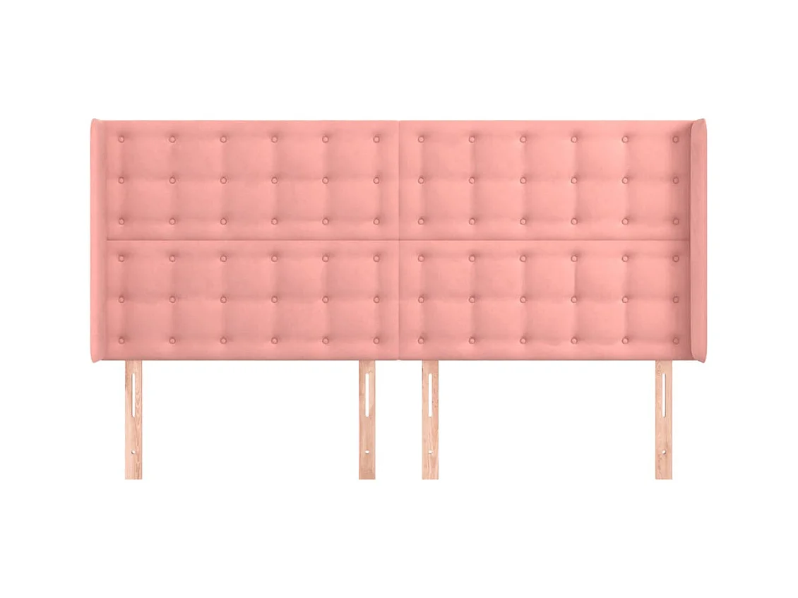Tête de Lit | Panneau de tête pour lit Moderne avec oreilles Rose 203x16x118/128 cm Velours