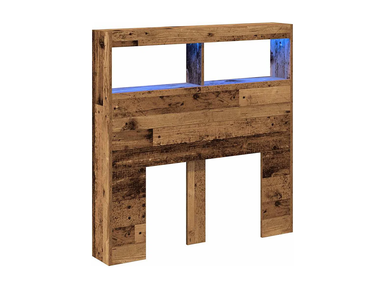 Tête de Lit avec rangement | Armoire de tête de lit avec LED vieux bois 100x17x102 cm