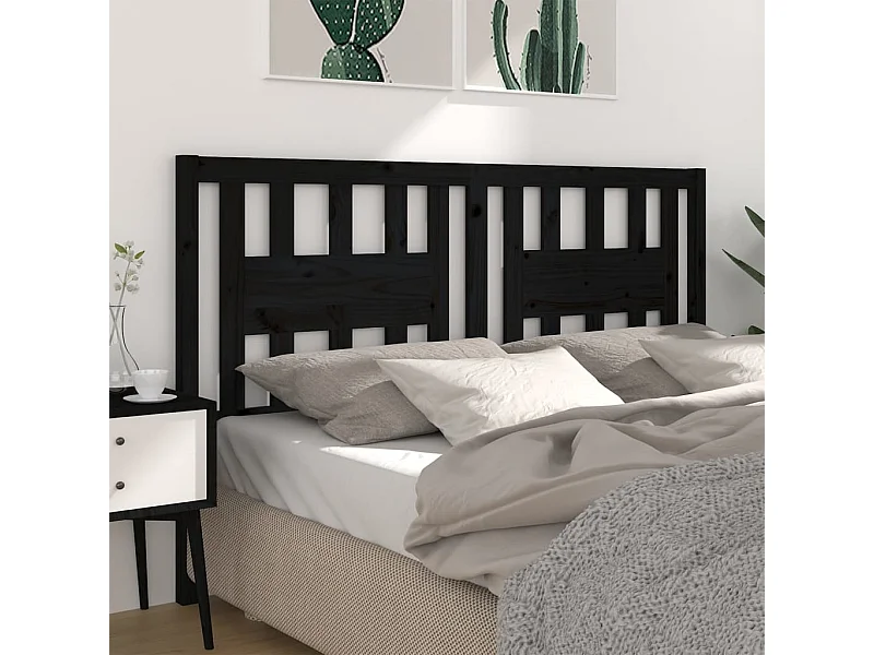 Mueble cabecero | Cabecero | Cabezal de cama madera maciza de pino negro 166x4x100 cm