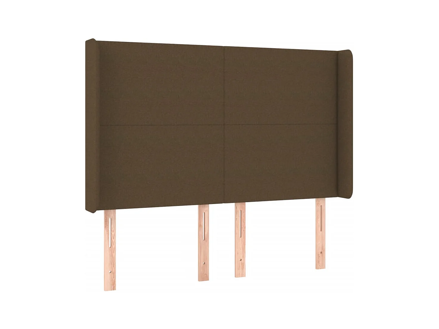 Mueble cabecero | Cabezal de cama | Cabecero con LED de tela marrón oscuro 147x16x118/128 cm