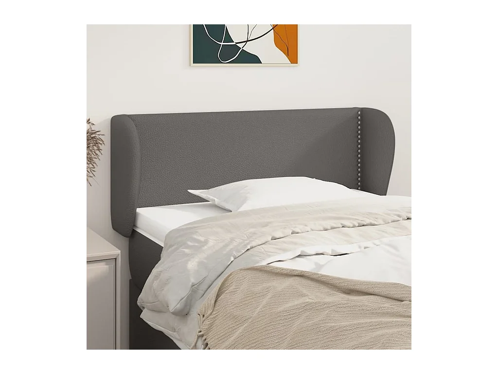 Mueble cabecero | Cabezal de cama | Cabecero de cuero sintético gris 93x23x78/88 cm