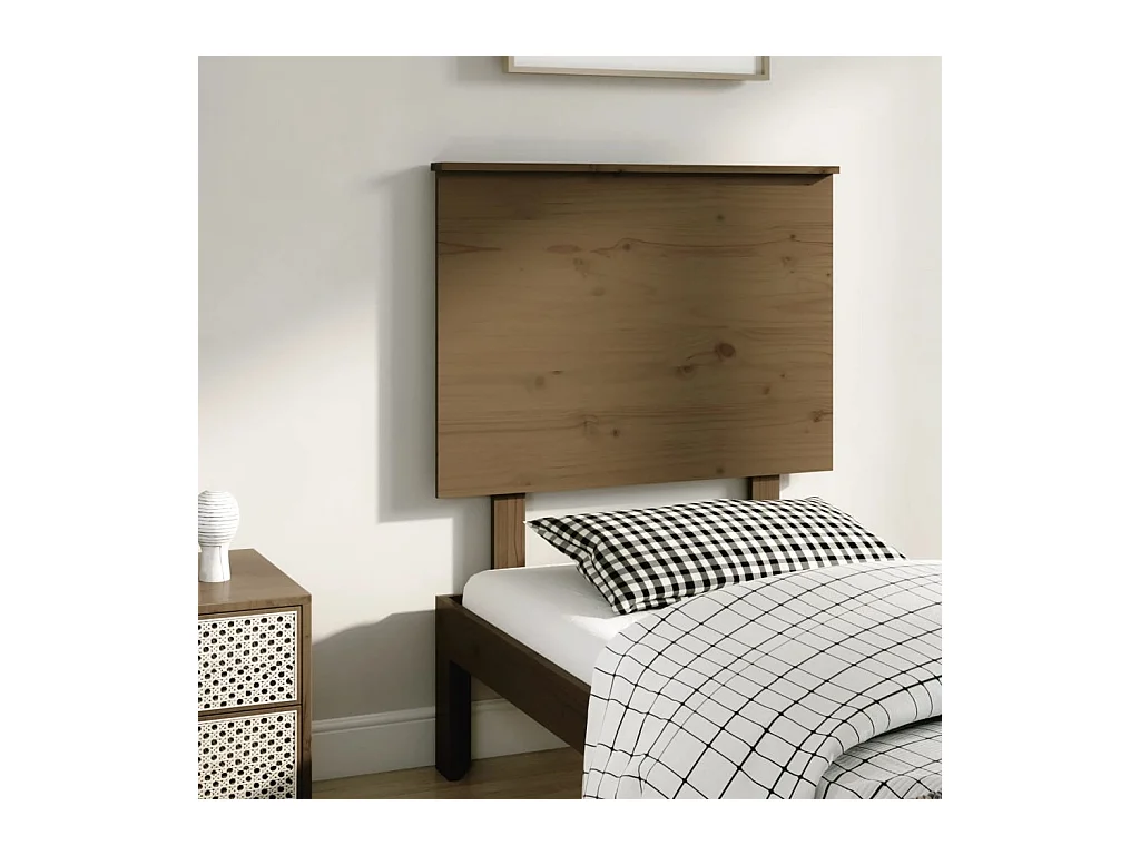 Cabecero de Cama | Cabezal de cama | Mueble de cabecero madera maciza de pino marrón miel 79x6x82,5 cm