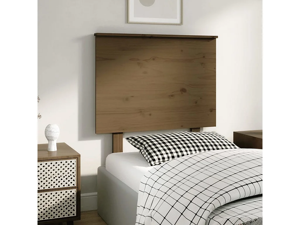 Cabecero de Cama | Cabezal de cama | Mueble de cabecero madera maciza de pino marrón miel 79x6x82,5 cm