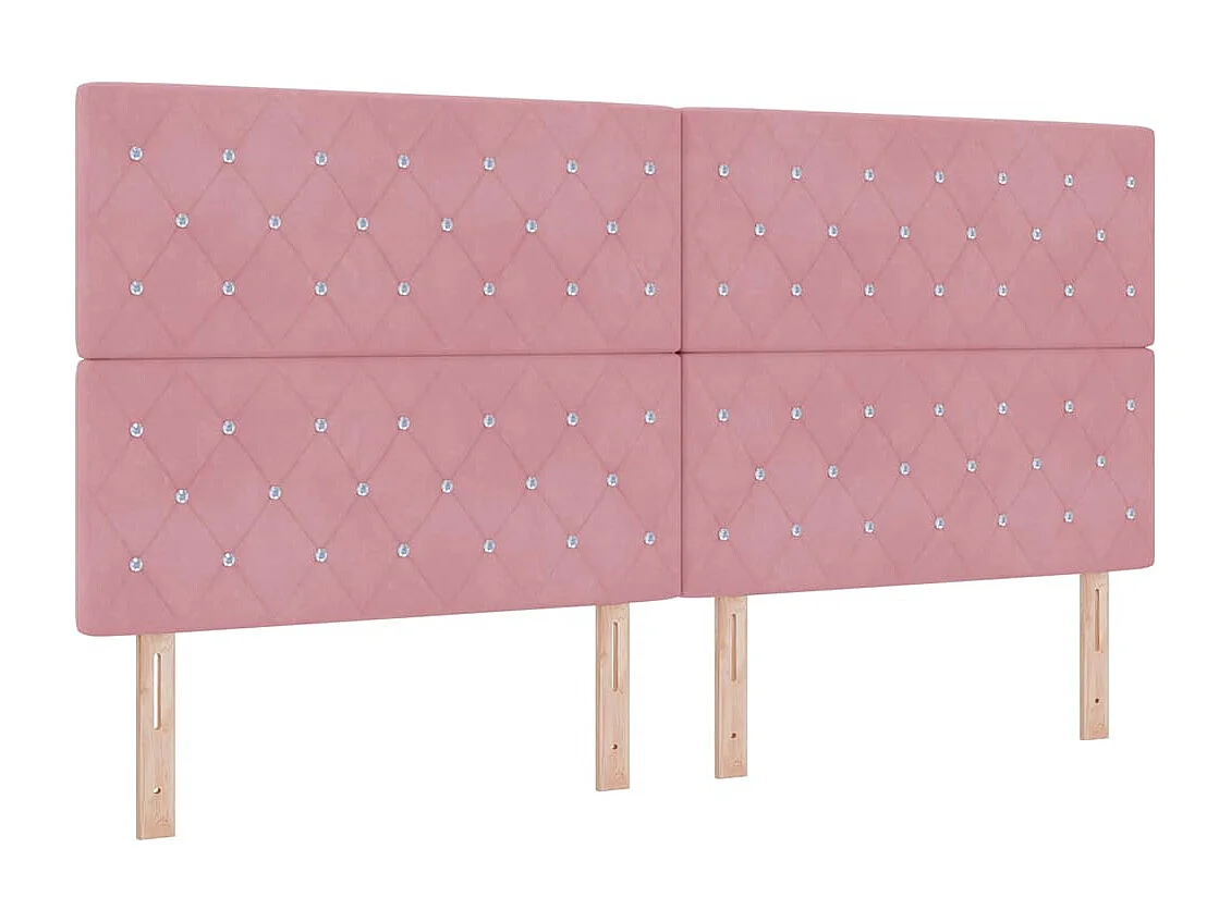 Tête de Lit | Panneau de tête pour lit Moderne en Velours Argyle Manuel Rose 200 cm Velours