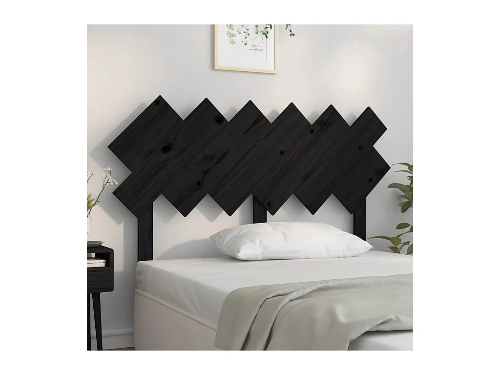 Cabecero de Cama | Cabezal de cama | Mueble de cabecero madera maciza de pino negro 132x3x81 cm