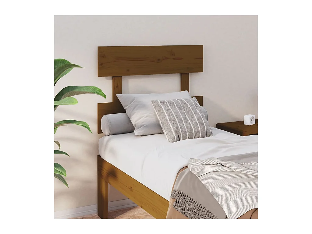 Cabecero de Cama | Cabezal de cama | Mueble de cabecero madera maciza de pino marrón miel 93,5x3x81 cm