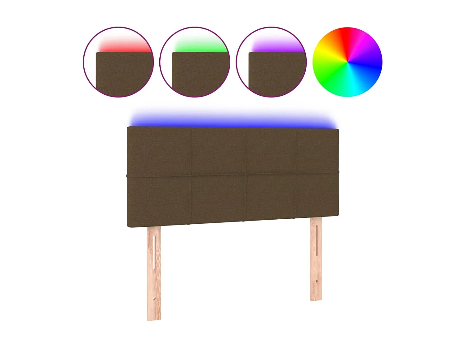 Hoofdbord | Hoofdeinde LED 100x5x78/88 cm stof donkerbruin