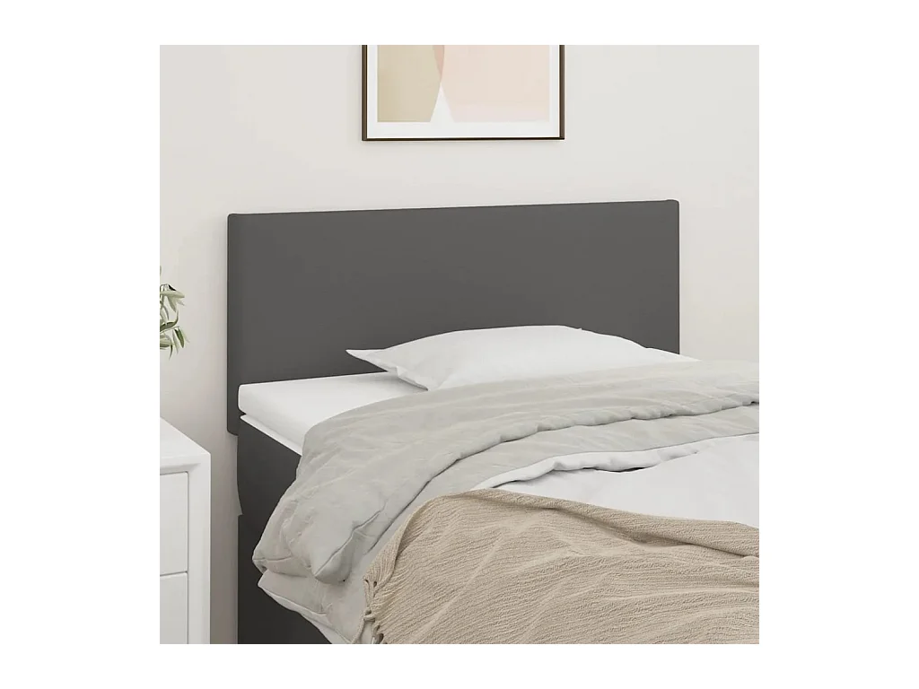 Mueble cabecero | Cabezal de cama | Cabecero de cuero sintético gris 100x5x78/88 cm