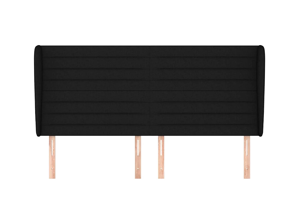 Tête de Lit | Panneau de tête pour lit Moderne avec oreilles Noir 203x23x118/128 cm Tissu