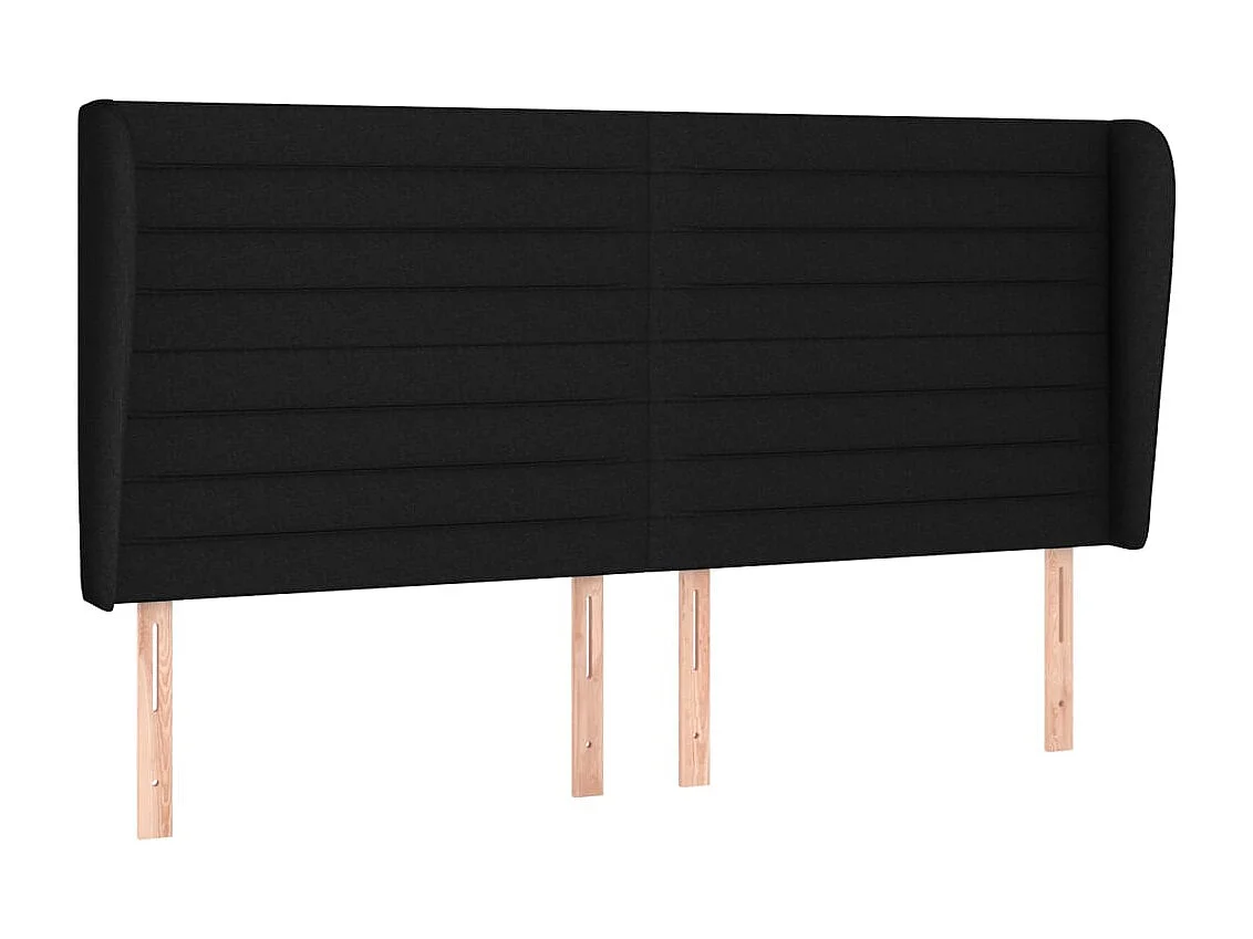 Hoofdbord | Hoofdeinde met randen 203x23x118/128 cm stof zwart