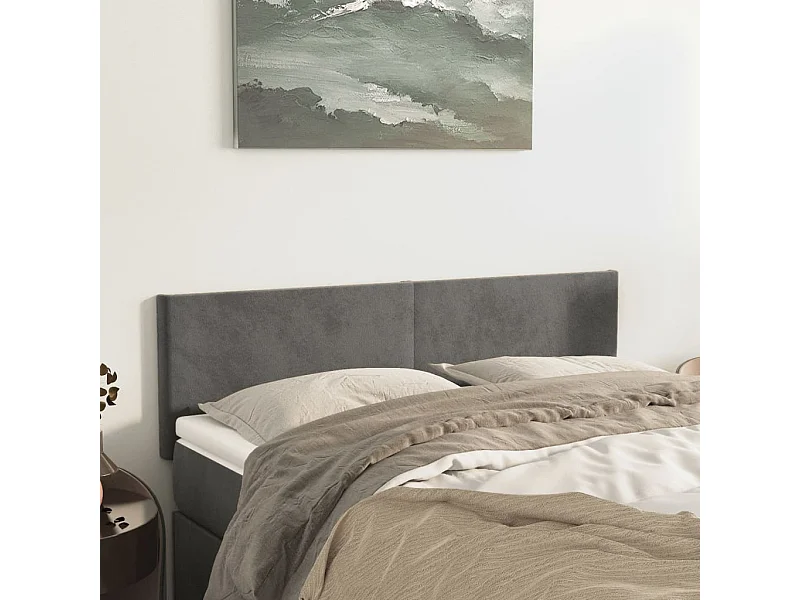 Têtes de lit | Panneaux de tête pour lit Moderne 2 pcs Gris foncé 72x5x78/88 cm Velours