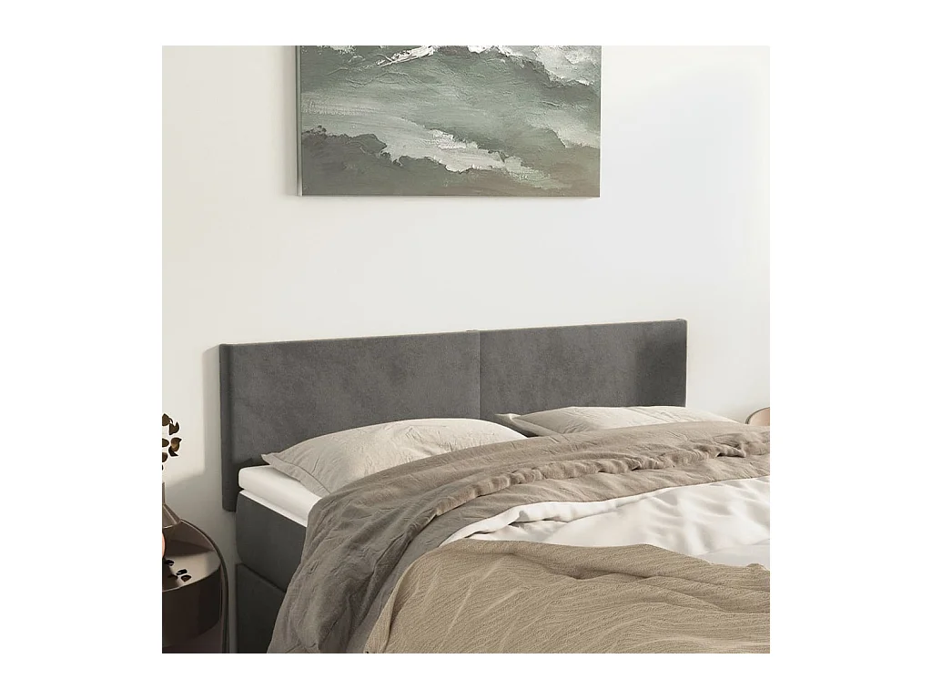 Cabeceros | Cabezal de cama | Mueble de cabecero 2 unidades terciopelo gris oscuro 72x5x78/88 cm