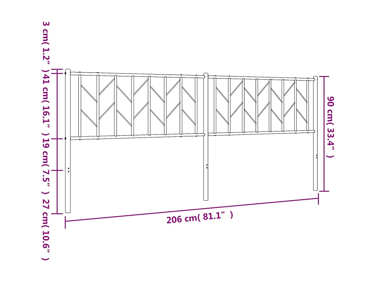 Mueble cabecero | Cabezal de cama | Cabecero de metal negro 200 cm