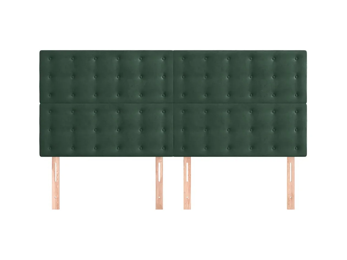 Cabeceros | Cabezal de cama | Mueble de cabecero 4 unidades de terciopelo verde oscuro 90x5x78/88 cm