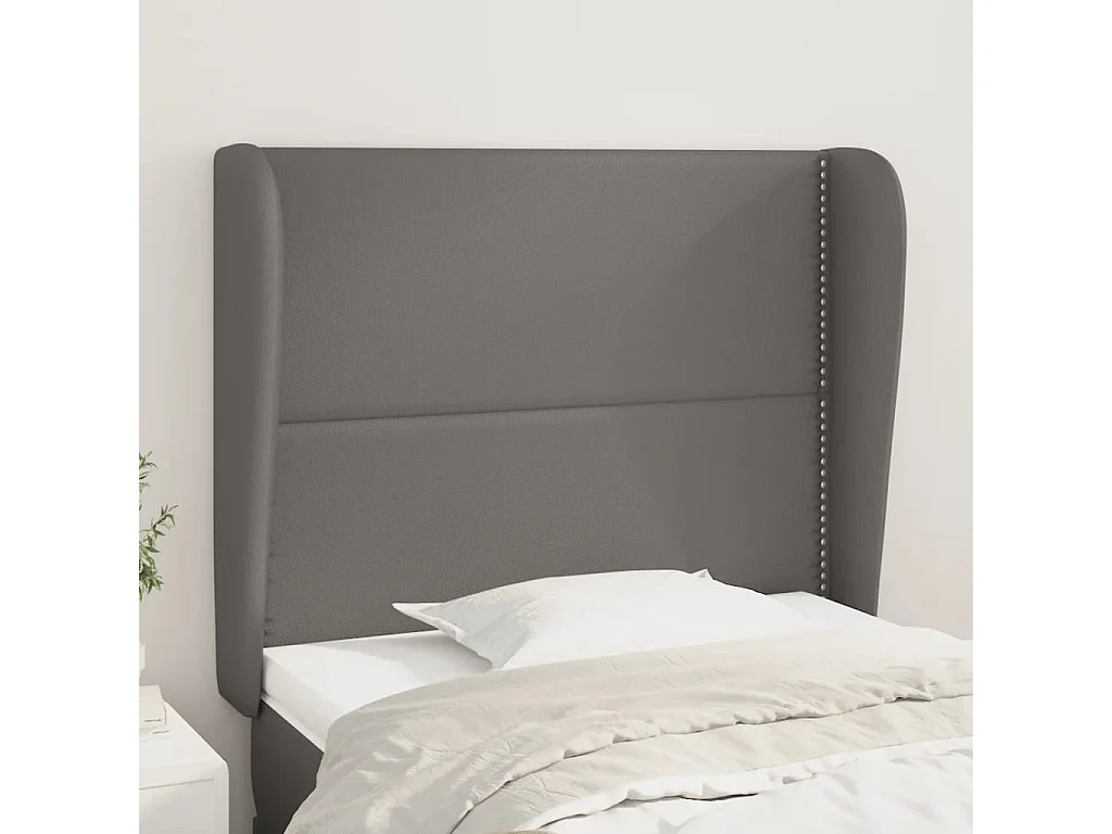 Tête de Lit | Panneau de tête pour lit Moderne avec oreilles Gris 93x23x118/128 cm Similicuir