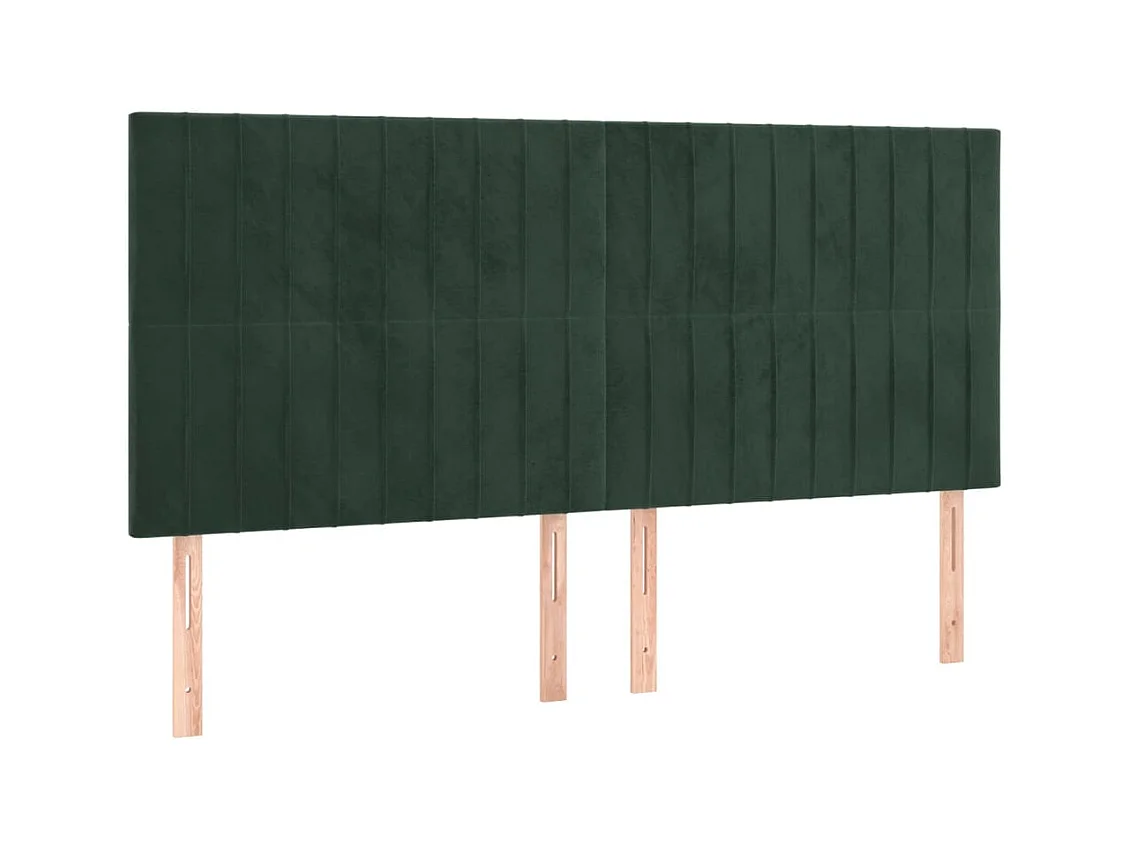 Cabeceros | Cabezal de cama | Mueble de cabecero 4 unidades de terciopelo verde oscuro 90x5x78/88 cm