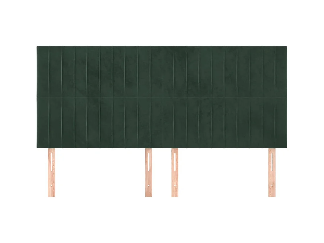 Cabeceros | Cabezal de cama | Mueble de cabecero 4 unidades de terciopelo verde oscuro 90x5x78/88 cm