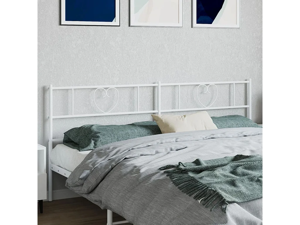 Mueble cabecero | Cabezal de cama | Cabecero de metal blanco 193 cm