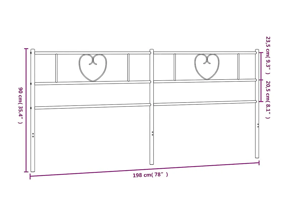 Mueble cabecero | Cabezal de cama | Cabecero de metal blanco 193 cm
