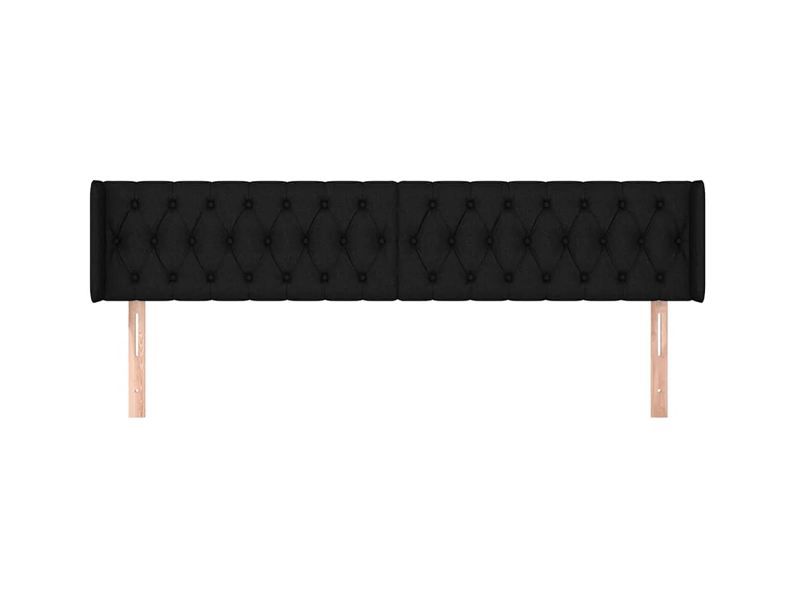 Tête de Lit | Panneau de tête pour lit Moderne avec oreilles Noir 203x16x78/88 cm Tissu