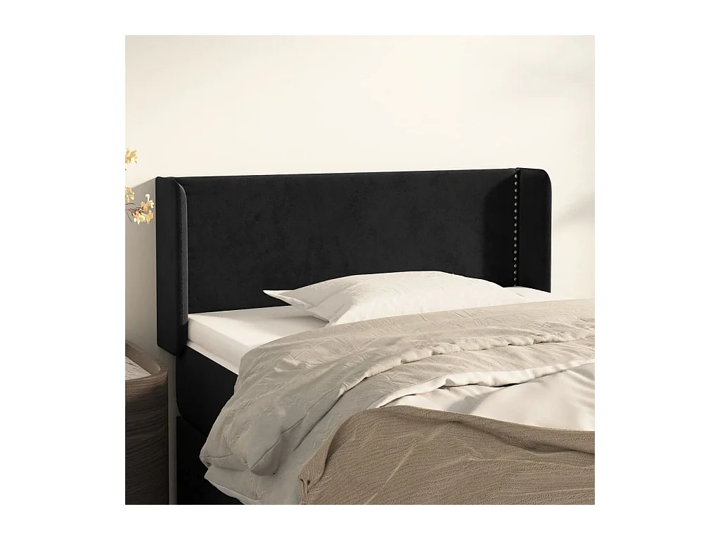 Mueble cabecero | Cabezal de cama | Cabecero de terciopelo negro 93x16x78/88 cm