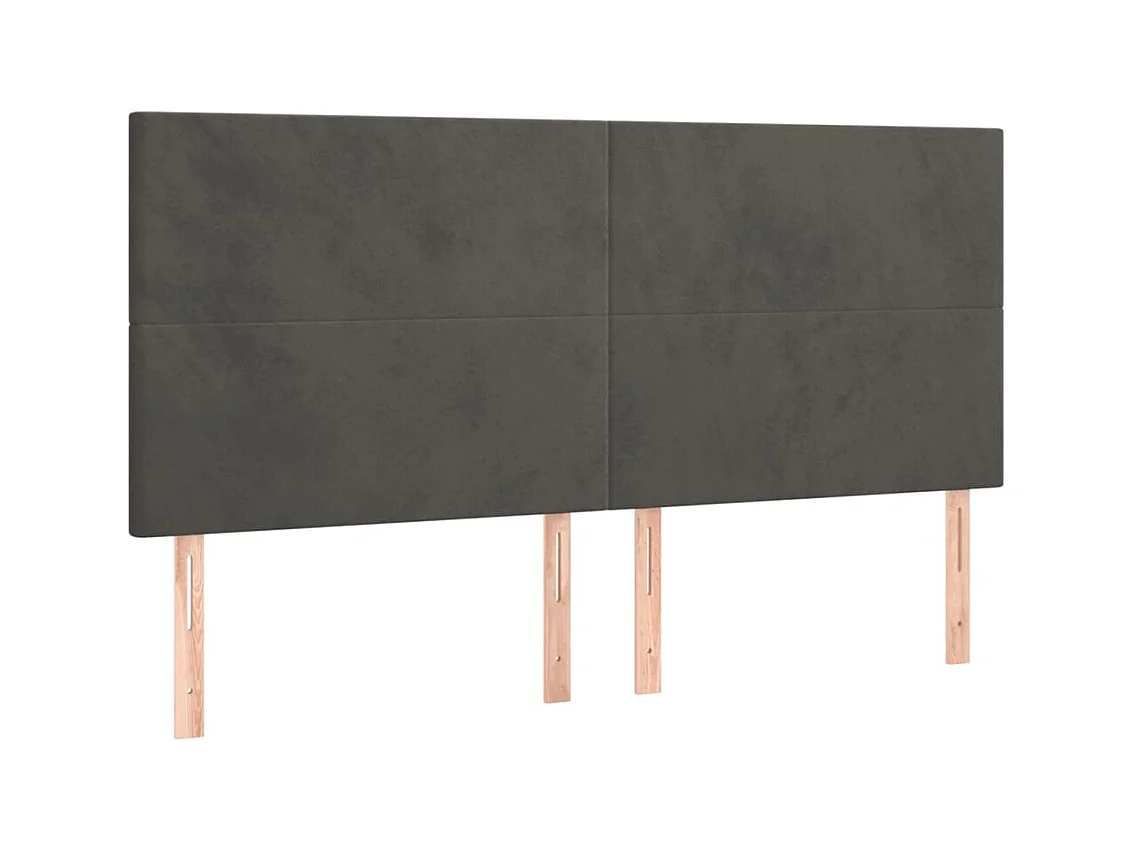 Cabeceros | Cabezal de cama | Mueble de cabecero 4 unidades de terciopelo gris oscuro 100x5x78/88 cm
