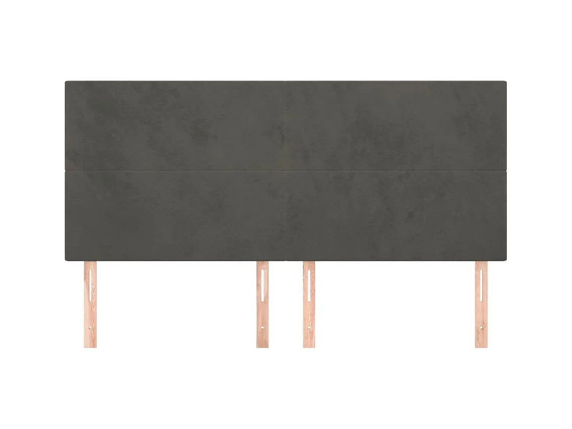 Cabeceros | Cabezal de cama | Mueble de cabecero 4 unidades de terciopelo gris oscuro 100x5x78/88 cm