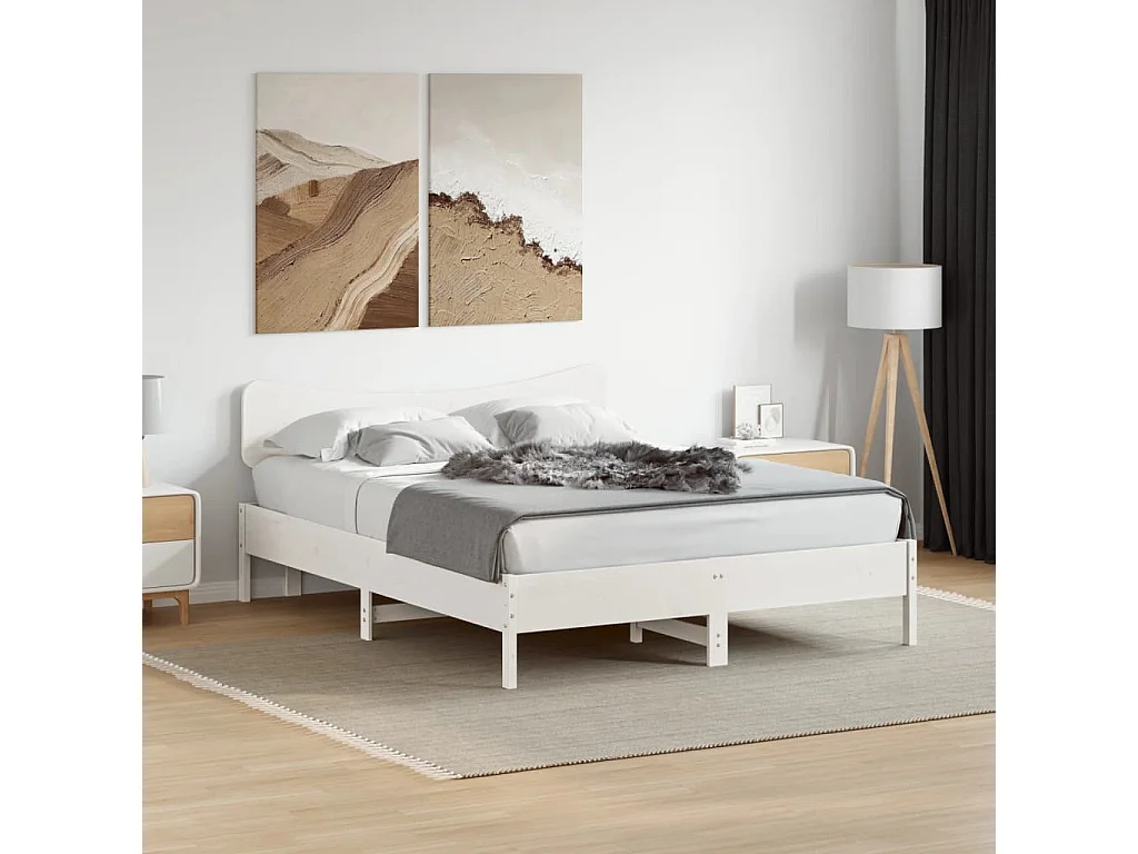 Cabecero de Cama | Cabezal de cama | Mueble de cabecero madera maciza de pino blanco 160 cm