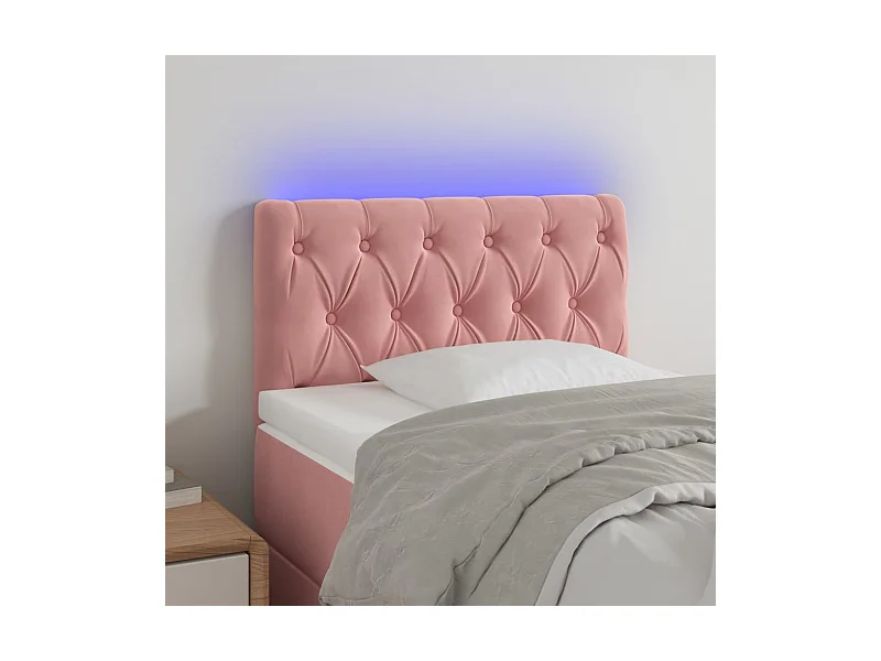 Tête de Lit | Panneau de tête pour lit Moderne à LED Rose 80x7x78/88 cm Velours