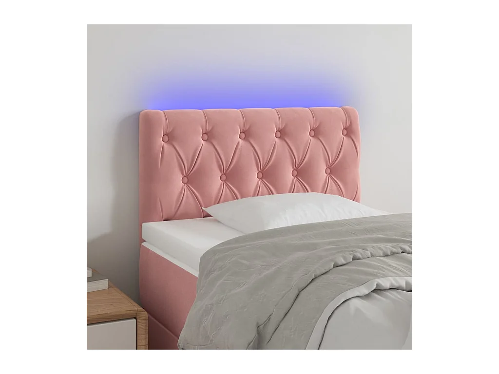 Tête de Lit | Panneau de tête pour lit Moderne à LED Rose 80x7x78/88 cm Velours