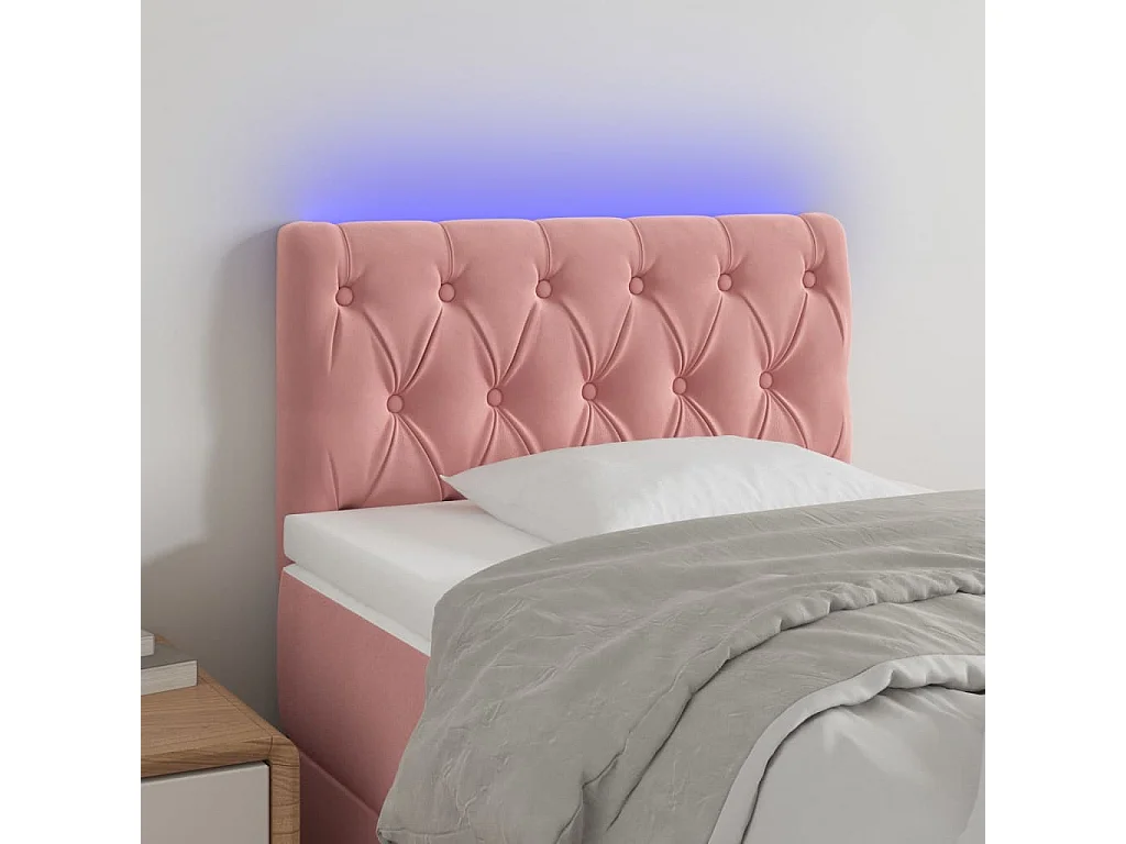 Hoofdbord | Hoofdeinde LED 80x7x78/88 cm fluweel roze