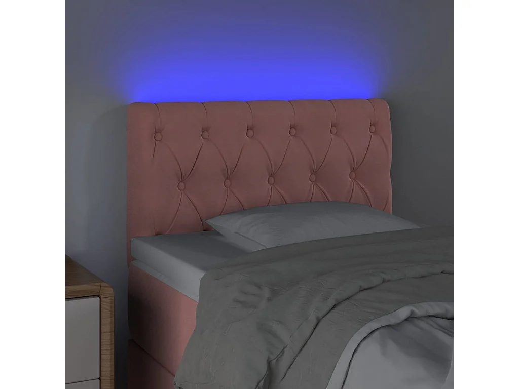 Hoofdbord | Hoofdeinde LED 80x7x78/88 cm fluweel roze
