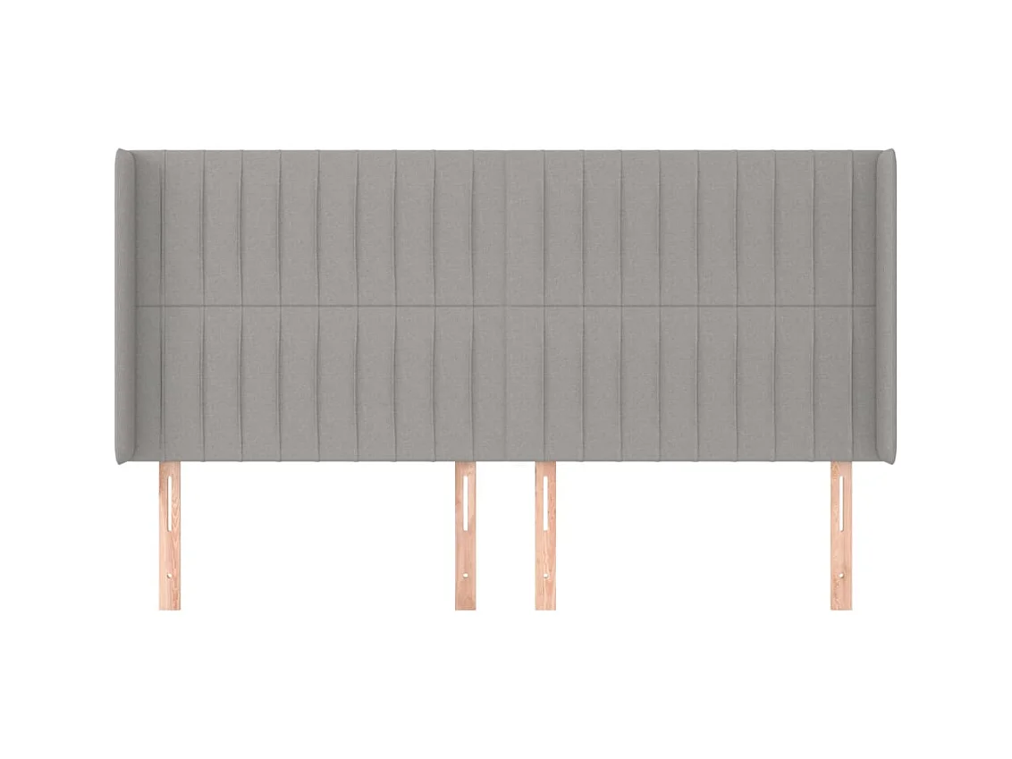 Cabecero | Cabezal de Cama | Mueble cabecero con orejas de tela gris claro 163x16x118/128 cm