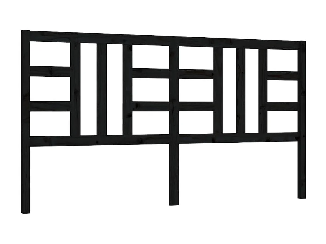 Tête de Lit | Panneau de tête pour lit Moderne Noir 206x4x100 cm Bois massif de pin