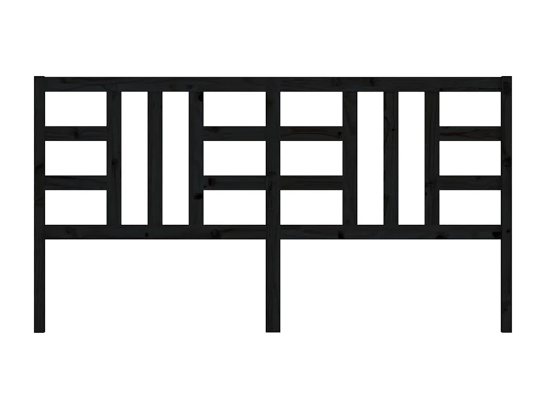 Tête de Lit | Panneau de tête pour lit Moderne Noir 206x4x100 cm Bois massif de pin