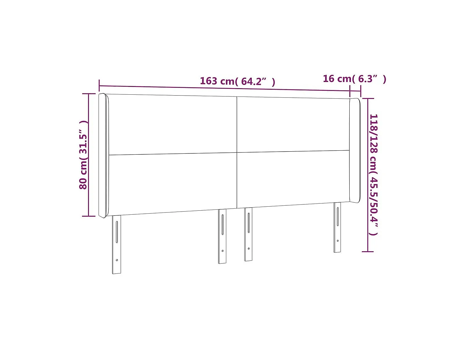Mueble cabecero | Cabezal de cama | Cabecero con LED de tela marrón oscuro 163x16x118/128 cm