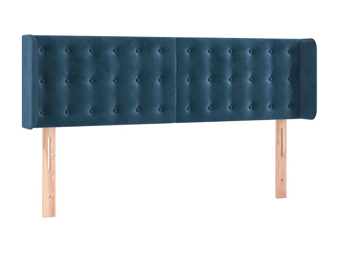 Tête de Lit | Panneau de tête pour lit Moderne avec oreilles Bleu foncé 147x16x78/88 cm Velours
