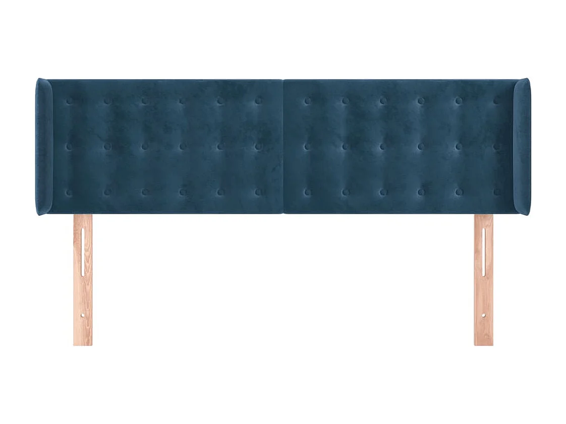 Tête de Lit | Panneau de tête pour lit Moderne avec oreilles Bleu foncé 147x16x78/88 cm Velours