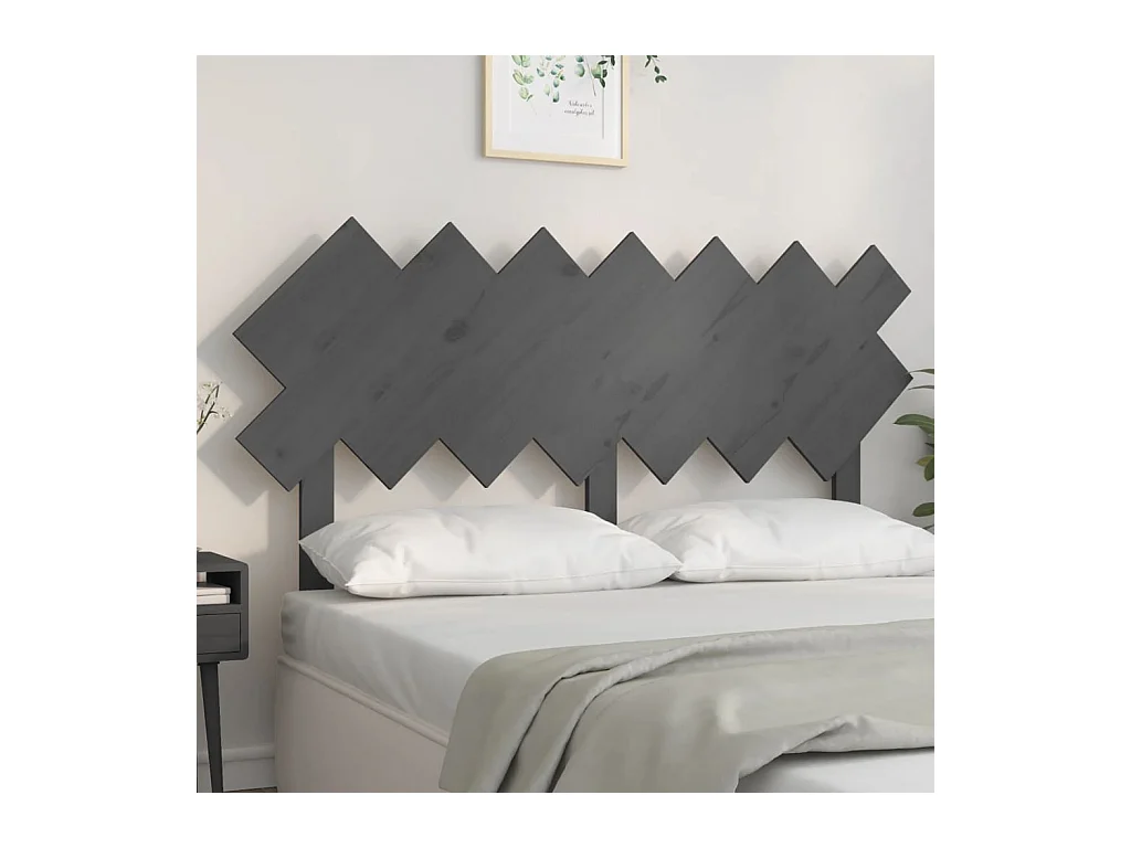 Tête de Lit | Panneau de tête pour lit Moderne Gris 151,5x3x81 cm Bois massif de pin
