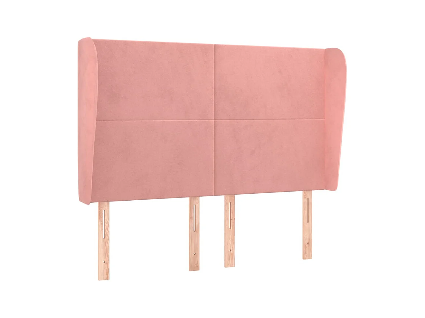 Cabecero | Cabezal de Cama | Mueble cabecero con orejas de terciopelo rosa 147x23x118/128 cm